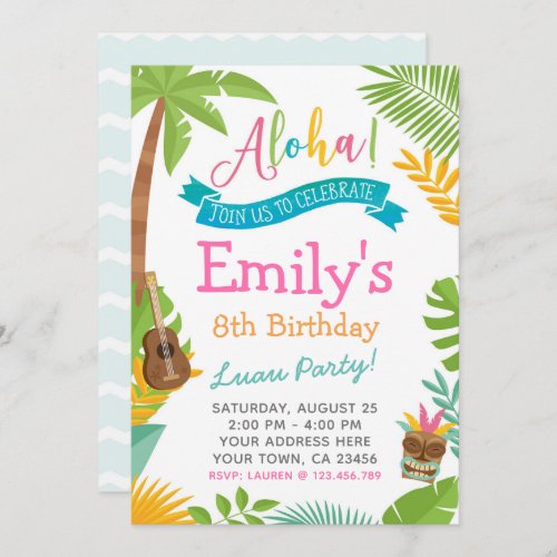 Luau Invitation Pool Party Invite