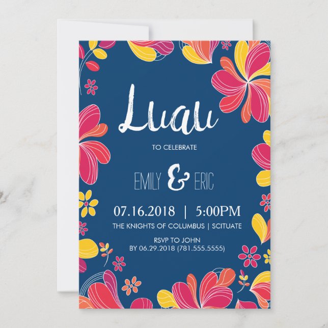 Luau Invite - Hawaiian Tropical Party Invitation (Front)