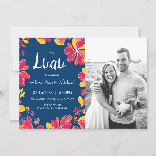 Luau Invite - Hawaiian Tropical Party w/ Photo (Front)