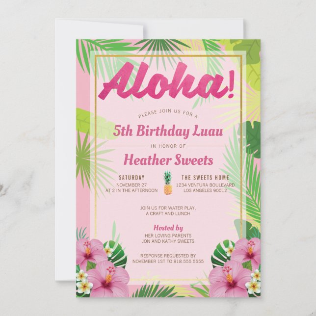 Luau Kid's Birthday Invitation (Front)