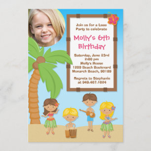 Luau Kids Birthday Party Invitation