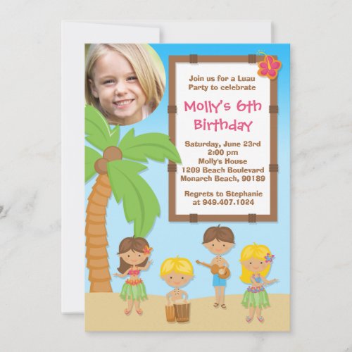 Luau Kids Birthday Party Invitation