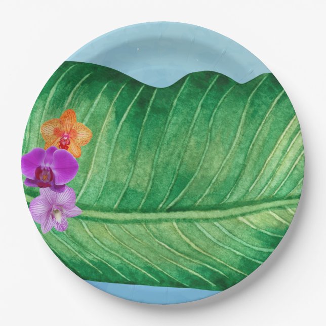 Luau Leaf  Paper Plates (Front)