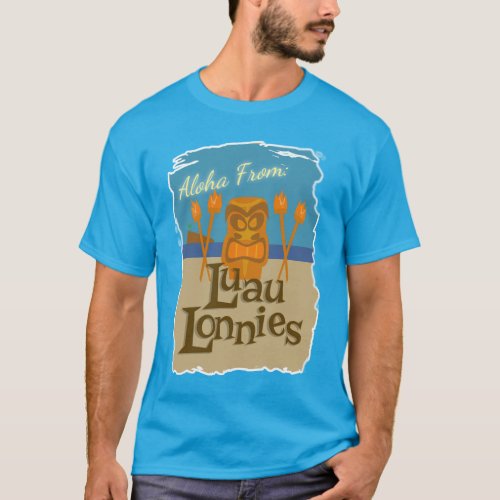 Luau Lonnies Fun Fictional Tiki Bar Cartoon T_Shirt