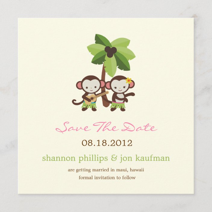 Luau Monkeys Save The Date Announcement | Zazzle.com