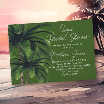 Luau Palm Trees Wedding Bridal Shower Invitation by sandpiperWedding at Zazzle
