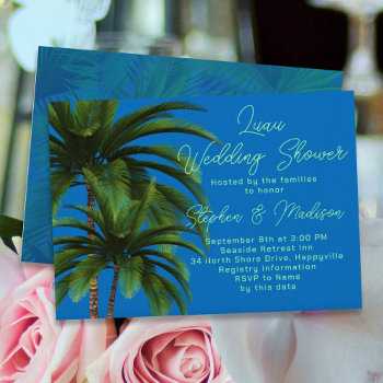 Luau Palm Trees Wedding Bridal Shower Invitation by sandpiperWedding at Zazzle