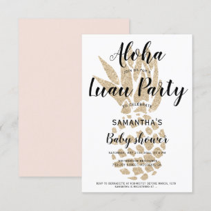 Luau party Aloha baby shower gold pineapple Invitation
