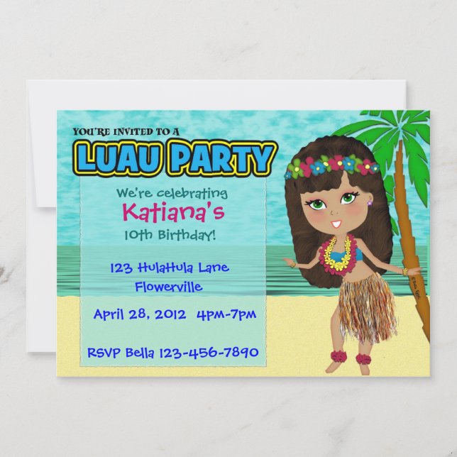Luau Party Custom Invitation (Front)