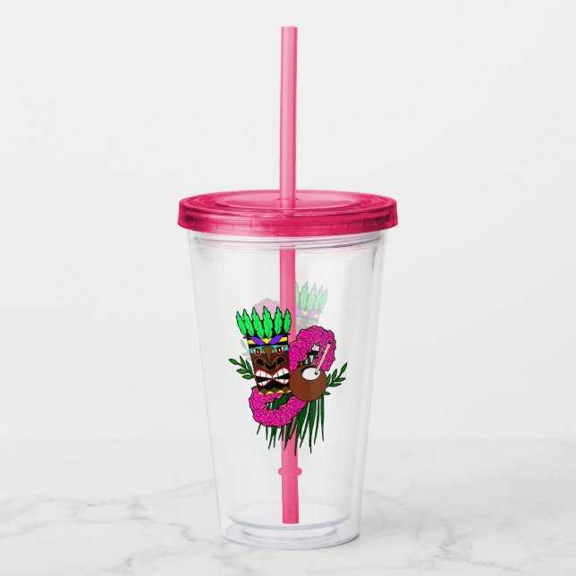 Luau Party Design Acrylic Tumbler (Front)