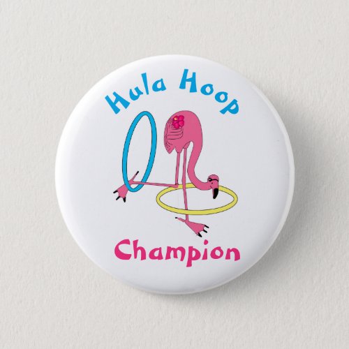 Luau Party Flamingo Hula Hoop Champion 3 Button