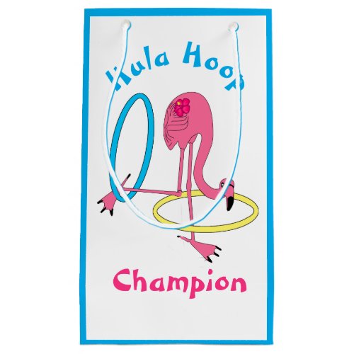 Luau Party Flamingo Hula Hoop Champion  Small Gift Bag