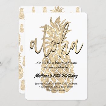 Luau Party Golden Pineapple Invitation by amoredesign at Zazzle