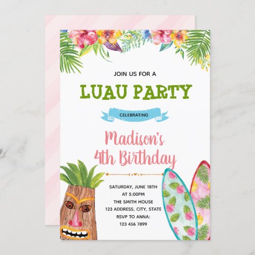 Luau party invitation