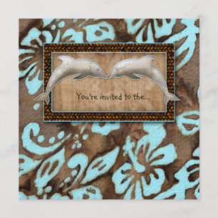 Luau Party Invitation Dolphin Beach Wedding Blue