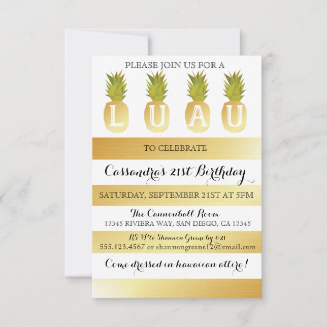 Luau Party Invitation for Birthday, Shower, etc (Front)