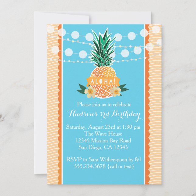 Luau Party Invitation for Birthday, Shower, etc (Front)