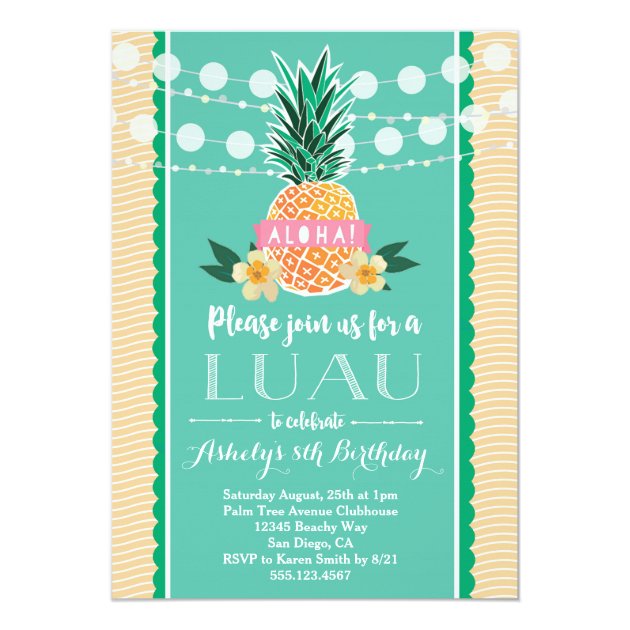 Luau Party Invitation For Birthday, Shower, Etc<a