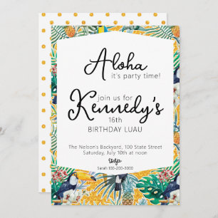 Luau Party Invitation   Toucans & Pineapple