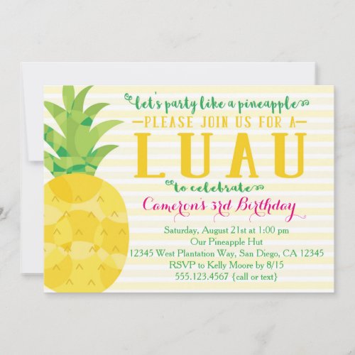 Luau Party like Pineapple Birthday Invitation