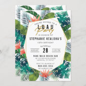 Luau Party Modern Gold Tropical Hawaiian Birthday Invitation (Front/Back)