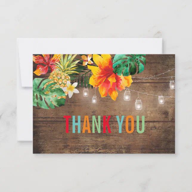 Luau Party Thank You Card Zazzle