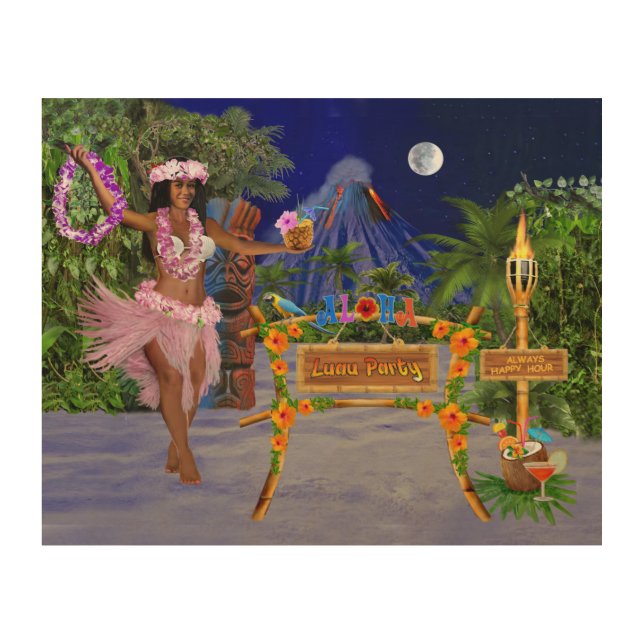 LUAU PARTY WOOD WALL ART (Front)