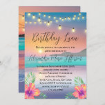 Luau Pastel Sunset Beach Ocean Birthday Party Invitation