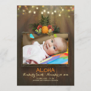 Luau Pineapple Tropical Newborn Baby Photo Birth Announcement