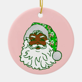 luau pink christmas hawaiian african black santa  ceramic ornament