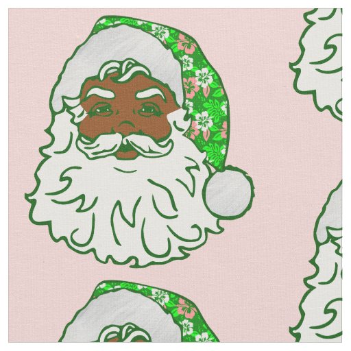 luau pink christmas hawaiian african black santa  fabric