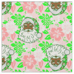 luau pink christmas hawaiian black santa hibiscus fabric