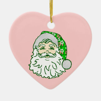  luau pink christmas hawaiian santa claus  ceramic ornament
