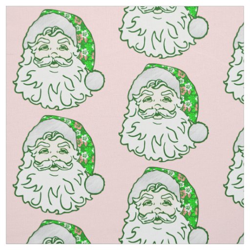  luau pink christmas hawaiian santa claus  fabric