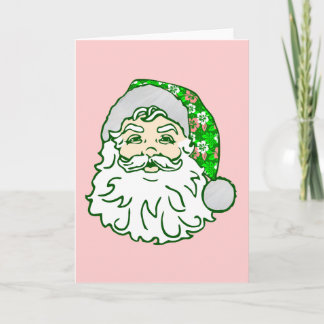  luau pink christmas hawaiian santa claus  holiday card