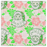  luau pink christmas hawaiian santa hibiscus  fabric