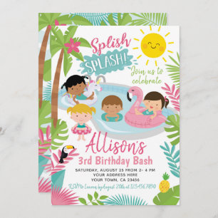 Luau Pool Birthday Invitation