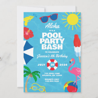 Luau Pool Party Invitation