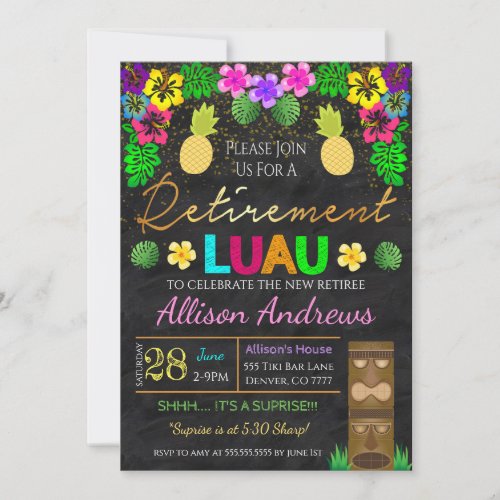 Luau Retirement Invitation