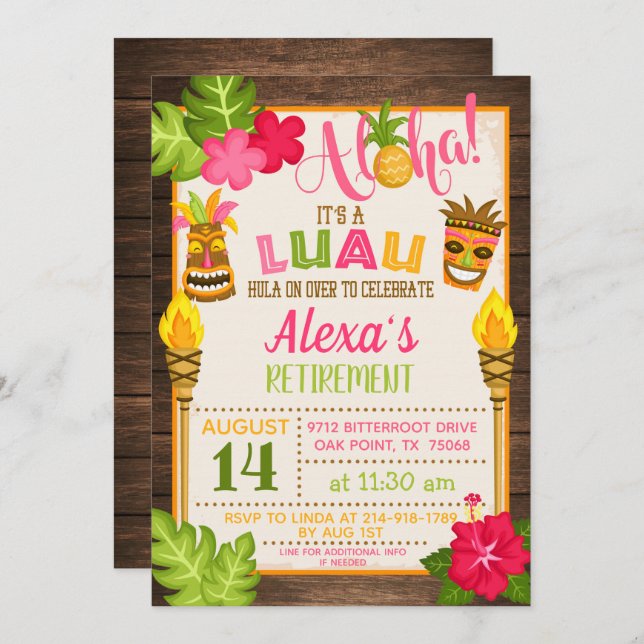 Luau Retirement Party Invitation (Front/Back)