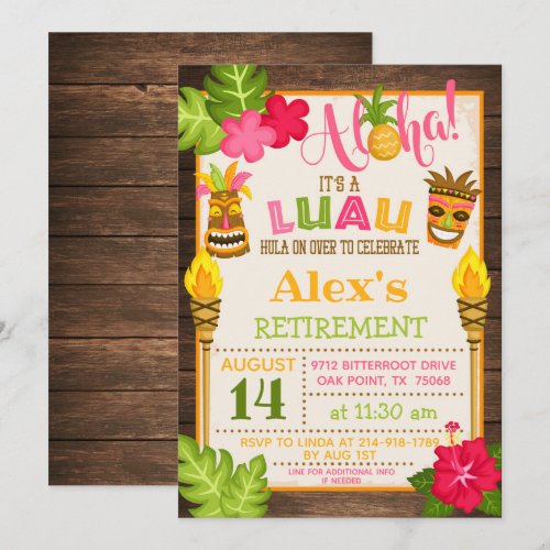 Luau Retirement Party Invitation - Orange Text