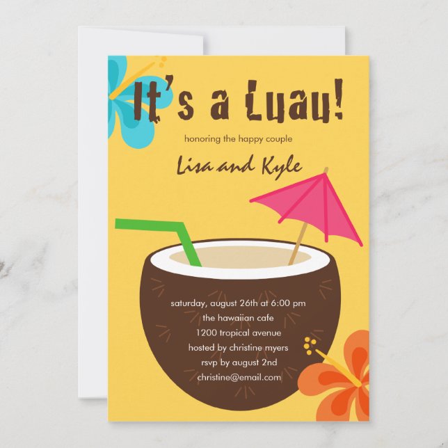 Luau Shower or Engagement Party Invitation (Front)