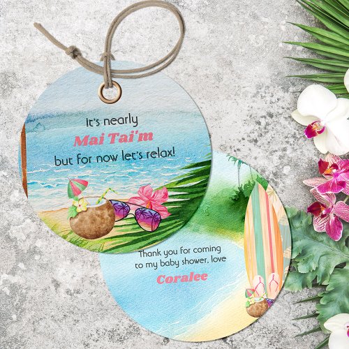 Luau Summer Beach Fun Baby Shower Favor Tags