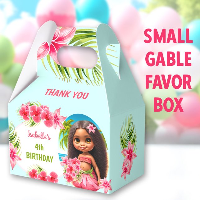 Luau Summer Birthday Tropical Beach Party girl Favor Boxes (Luau Tropical Small Gable Favor Boxes - You can choose from 3 sizes of these gable favor boxes)