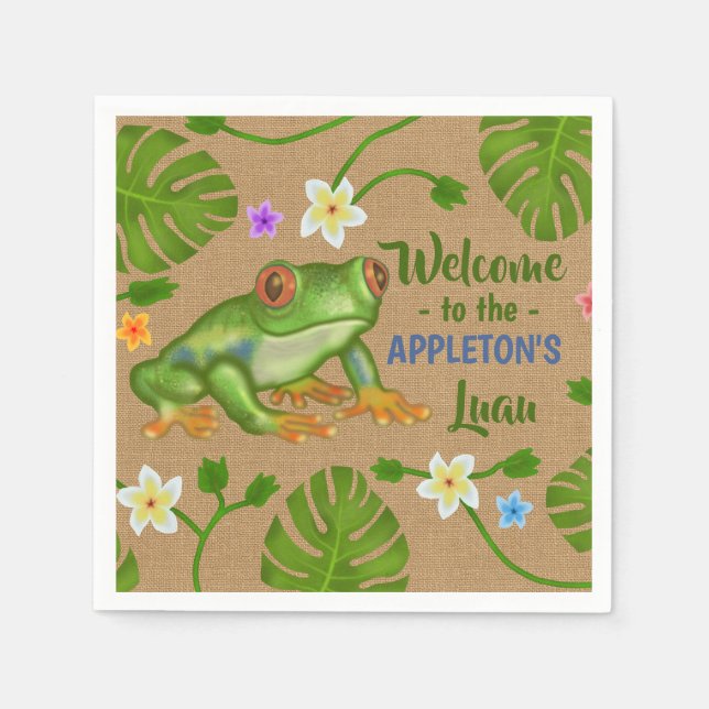 Luau Summer Party Tropical Frog Hawaiian Beach Fun Napkins (Front)