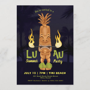 Luau Summer Tiki Birthday Event Party Invite