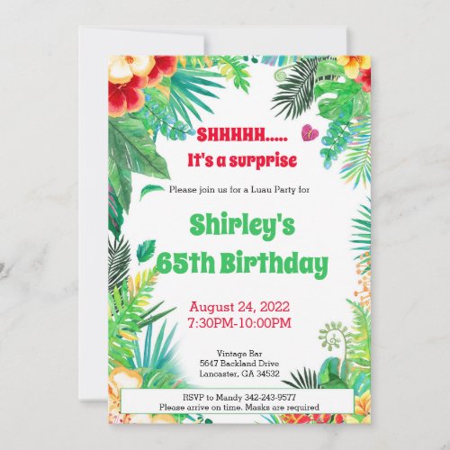 Luau Surprise Party Invite