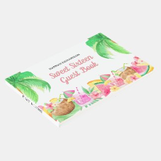 Luau Sweet 16 Hawaiian Theme Party Custom Guest Book