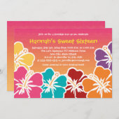 Luau Sweet Sixteen Birthday Party Invitations (Front/Back)