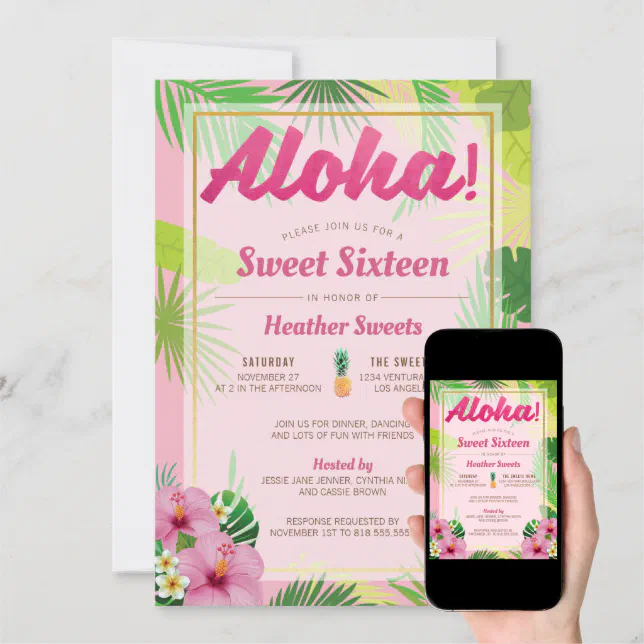 Luau Sweet Sixteen Invitation Zazzle